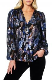 Ramy Brook Trey Metallic Jacquard Silk Blouse   Nordstrom at Nordstrom